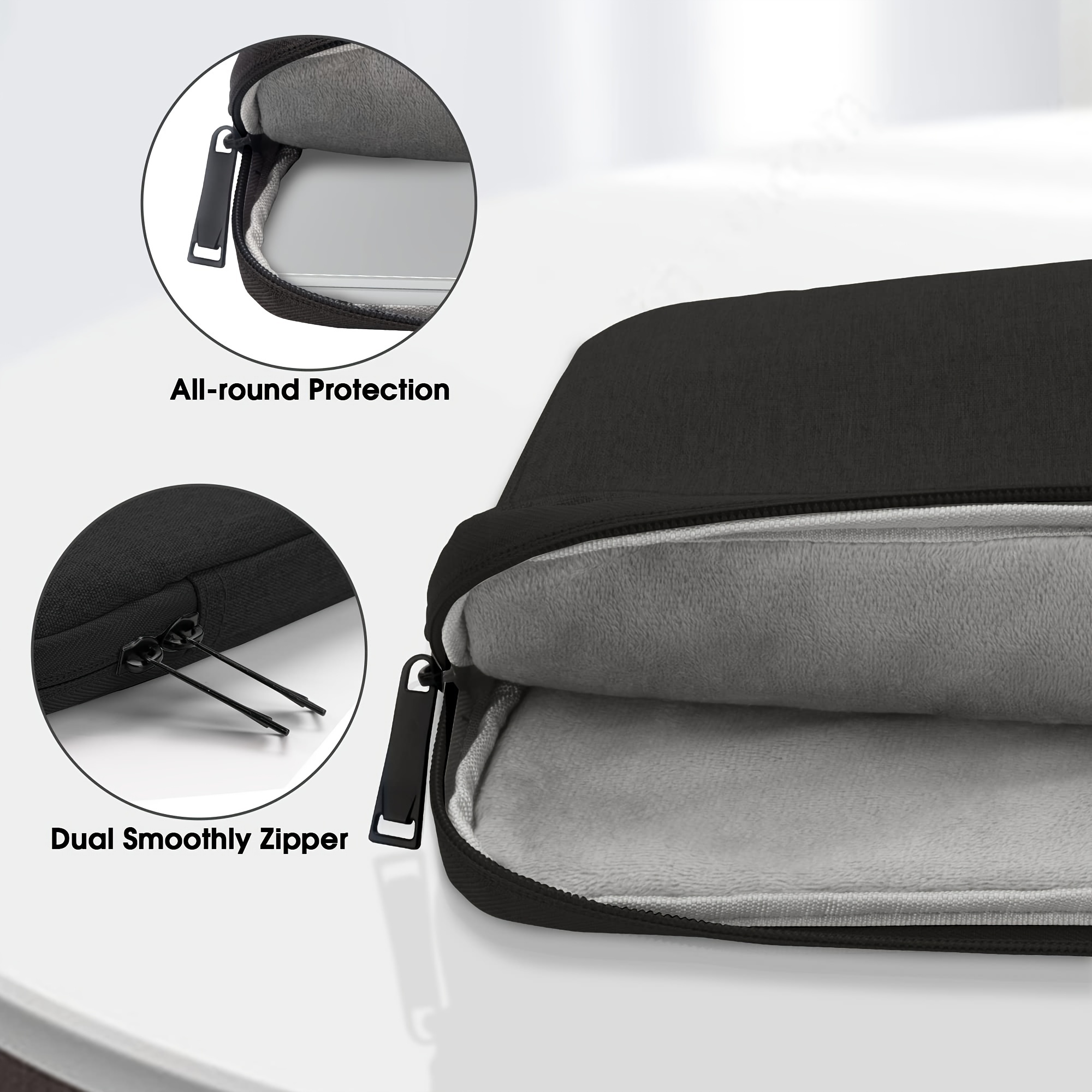 laptop sleeve bag compatible with 13 14 15 16 inch macbook air mac pro m1 surface lenovo dell hp computer bag accessories polyester case with pocket black details 4