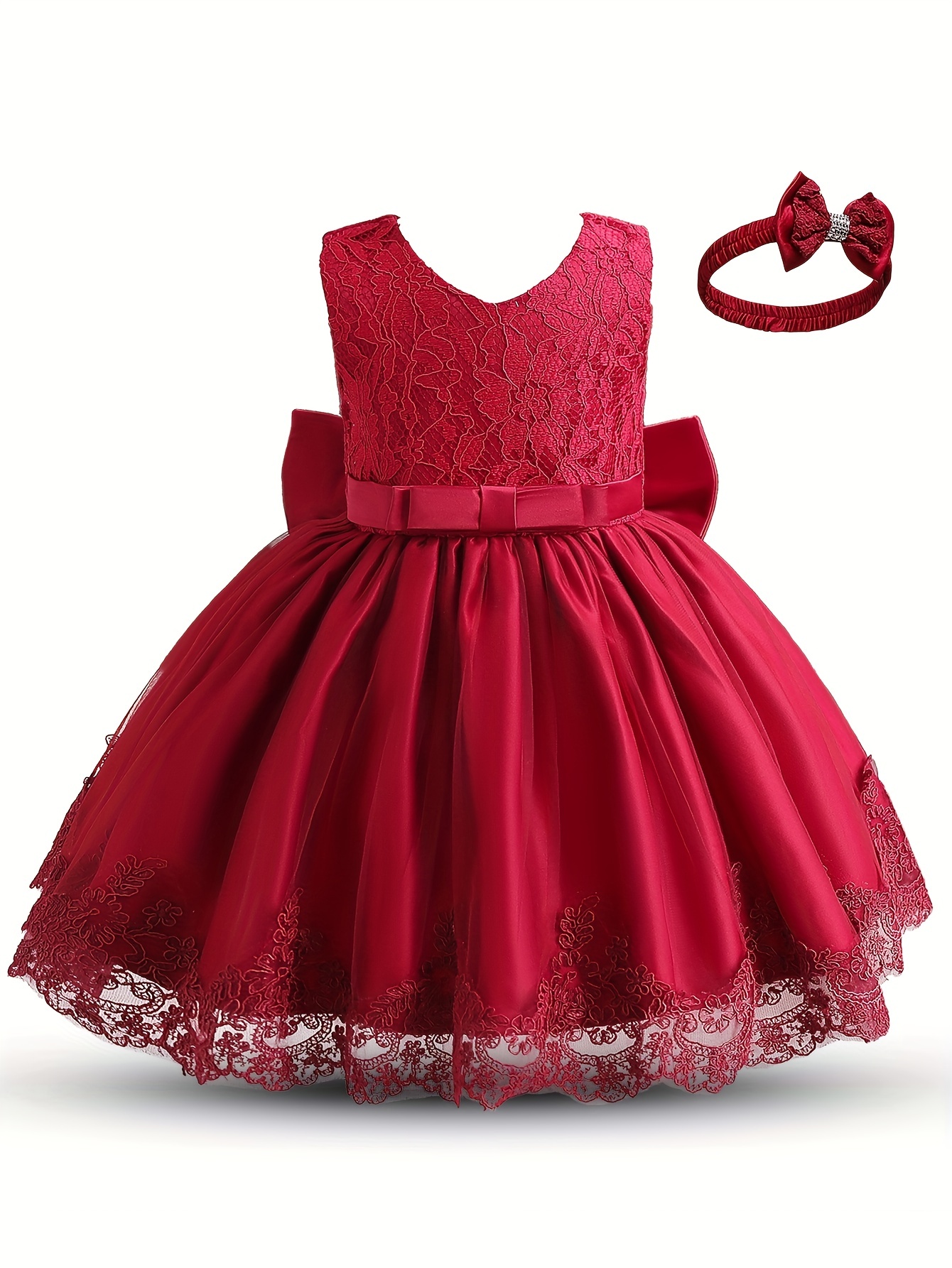 gorgeous princess party dress toddler girl tutu birthday bowknot lace christening cute sleeveless wedding gown dress details 1