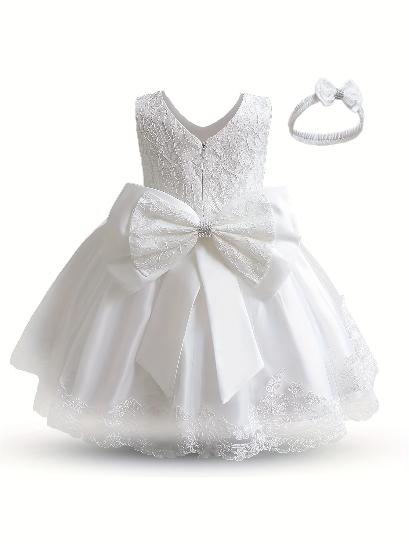 gorgeous princess party dress toddler girl tutu birthday bowknot lace christening cute sleeveless wedding gown dress details 5