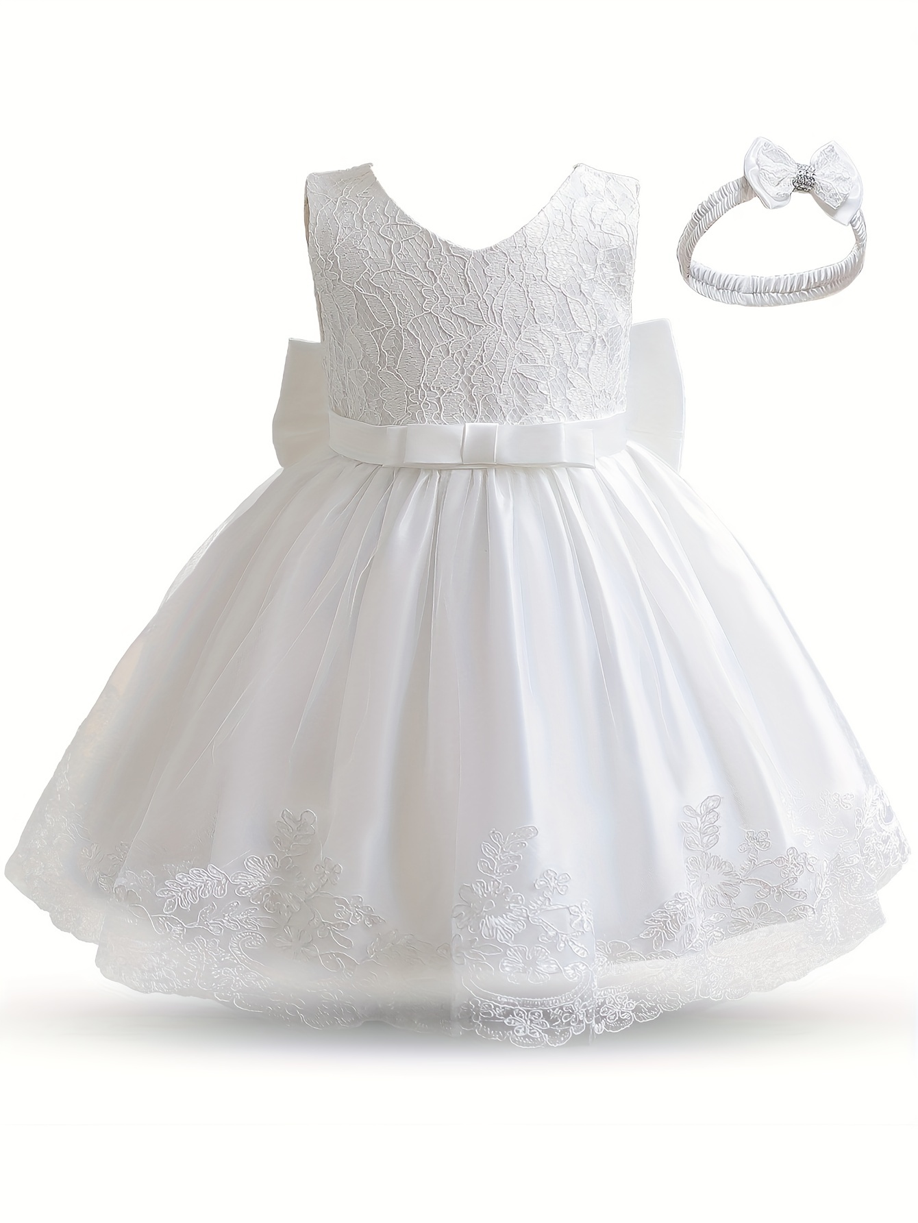 gorgeous princess party dress toddler girl tutu birthday bowknot lace christening cute sleeveless wedding gown dress details 6