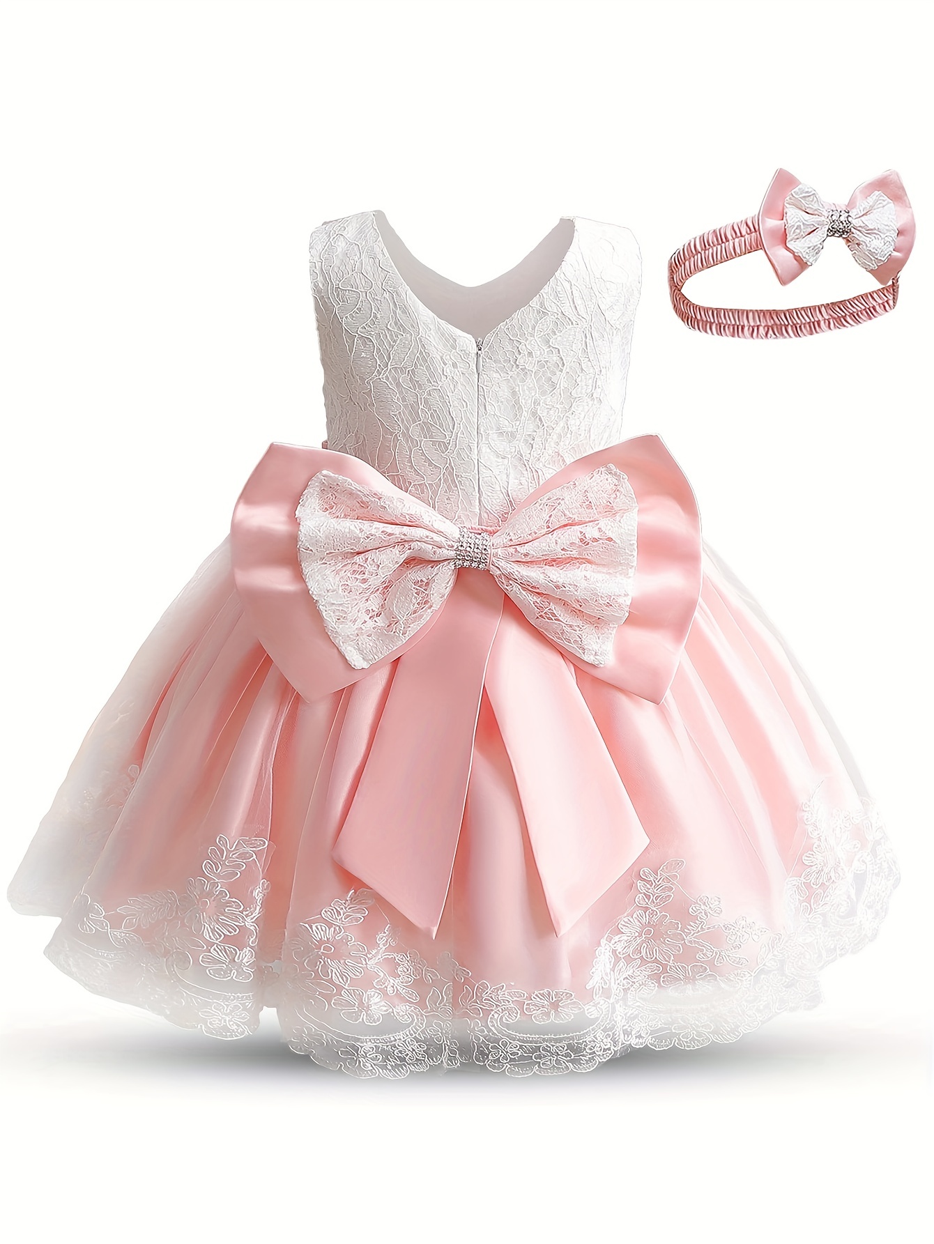 gorgeous princess party dress toddler girl tutu birthday bowknot lace christening cute sleeveless wedding gown dress details 10