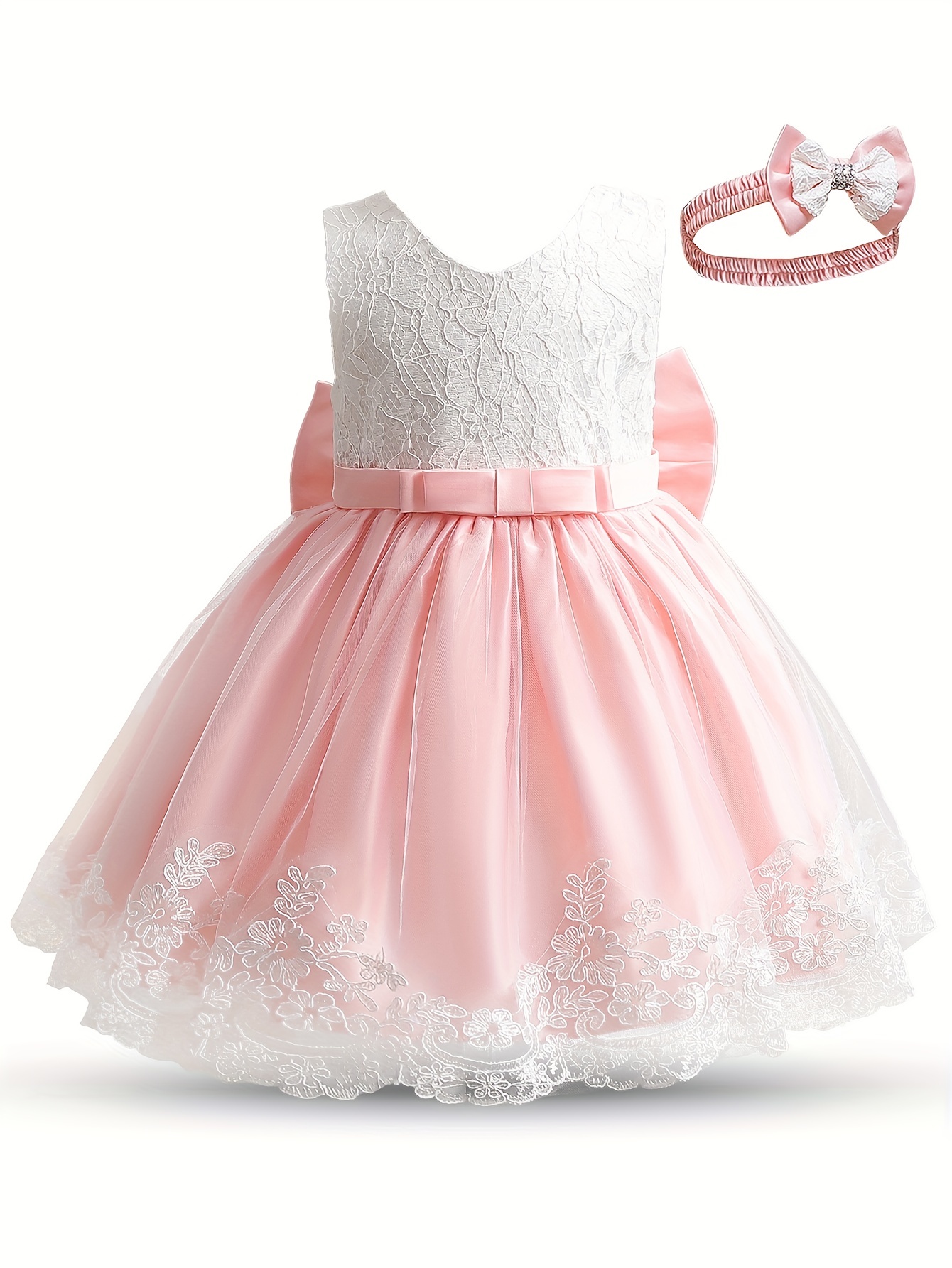 gorgeous princess party dress toddler girl tutu birthday bowknot lace christening cute sleeveless wedding gown dress details 11