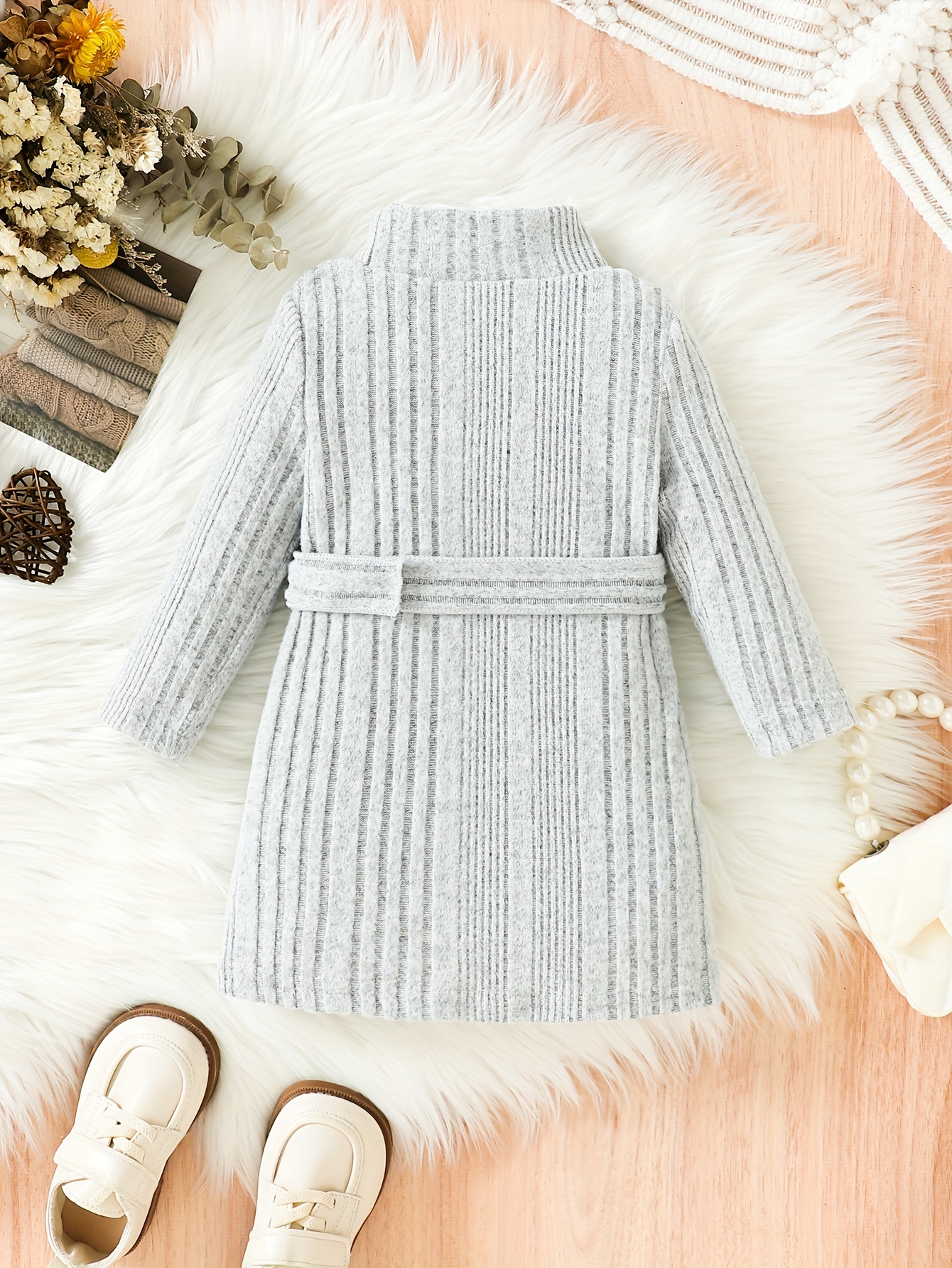 baby knitted comfy turtleneck long dress kids clothes autumn and winter details 18