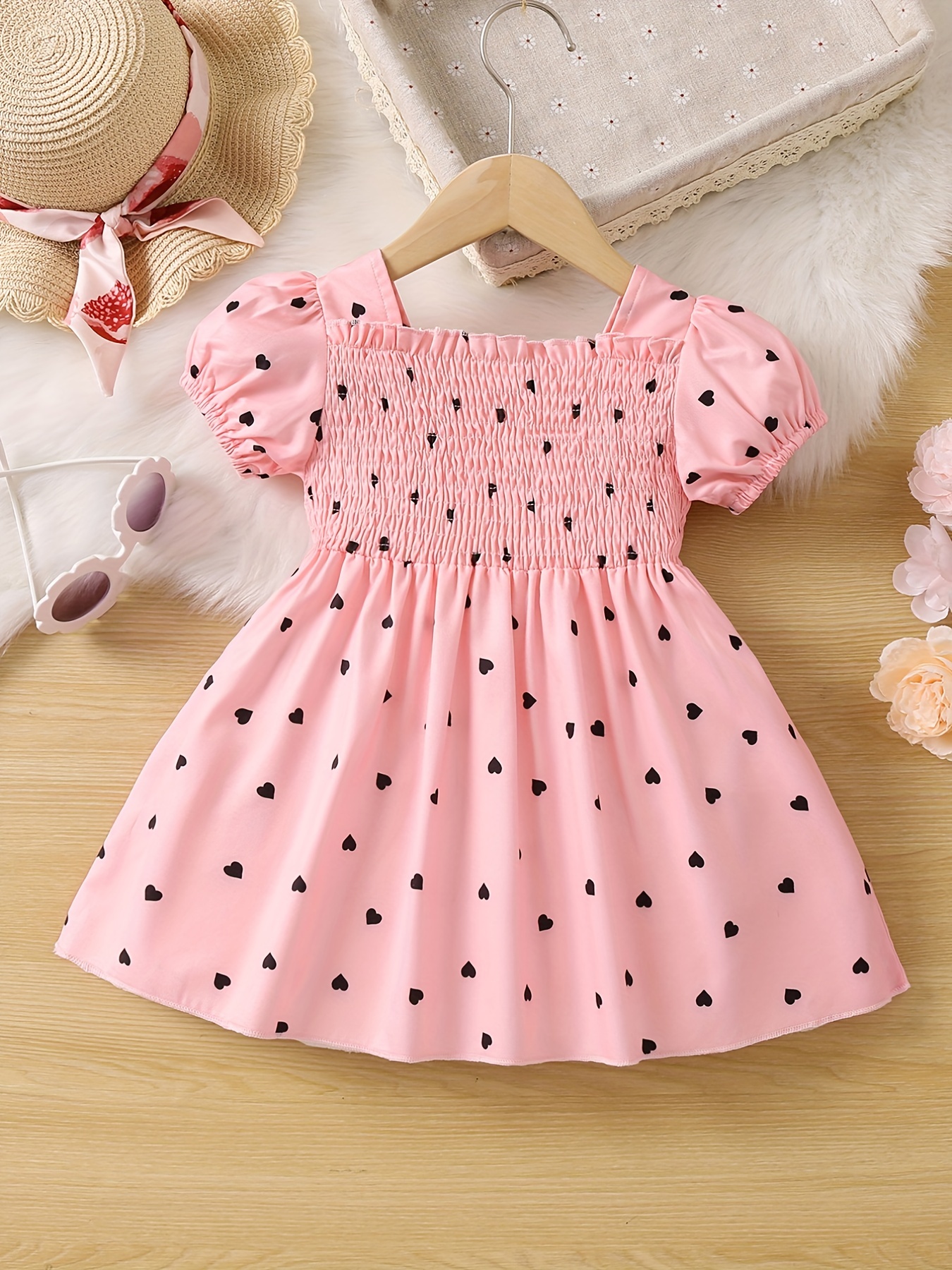 adorable heart print tunic dress for girls perfect for parties birthdays details 9