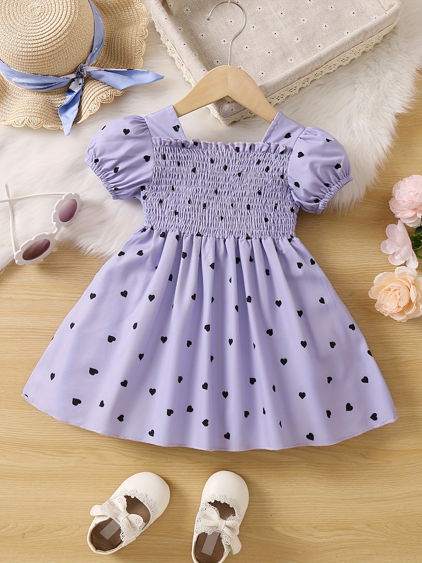 adorable heart print tunic dress for girls perfect for parties birthdays details 12