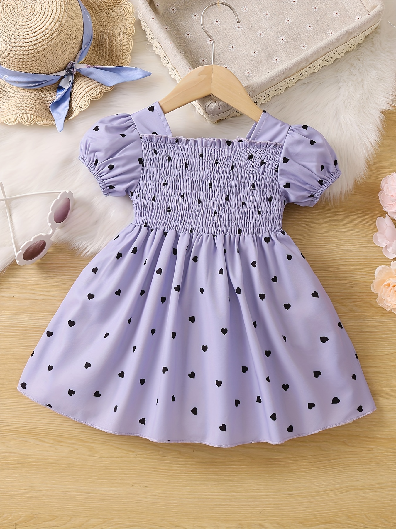 adorable heart print tunic dress for girls perfect for parties birthdays details 15