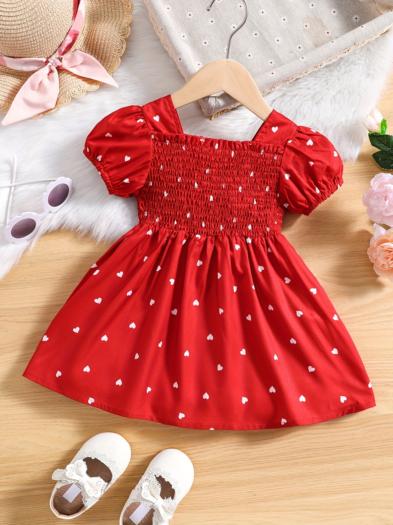 adorable heart print tunic dress for girls perfect for parties birthdays details 18