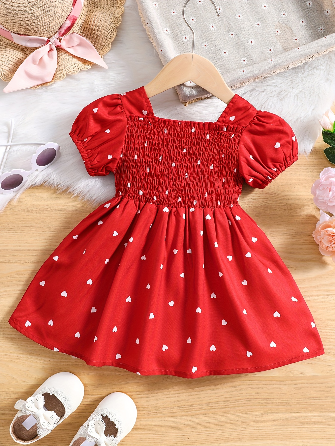 adorable heart print tunic dress for girls perfect for parties birthdays details 21