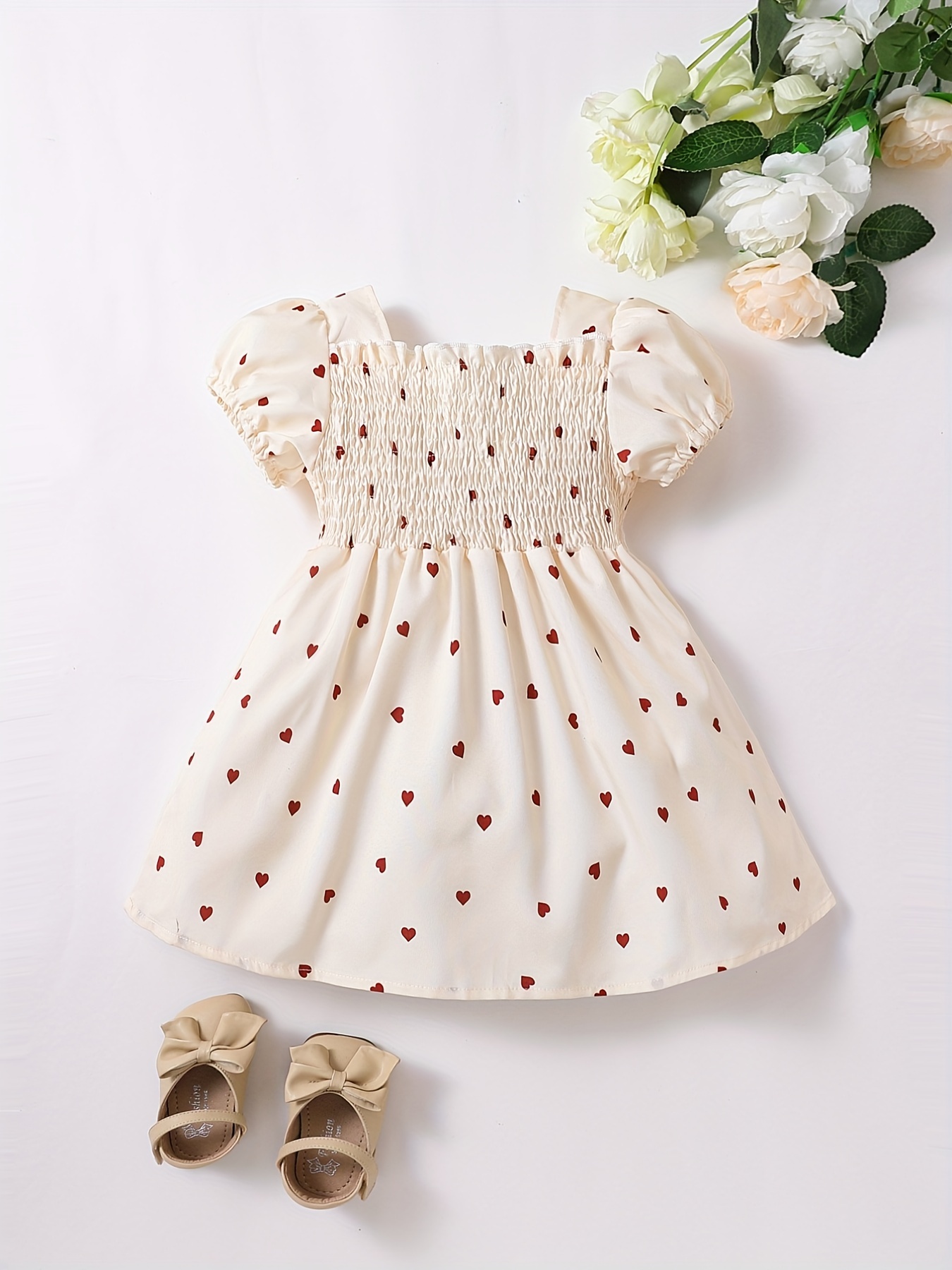 adorable heart print tunic dress for girls perfect for parties birthdays details 24