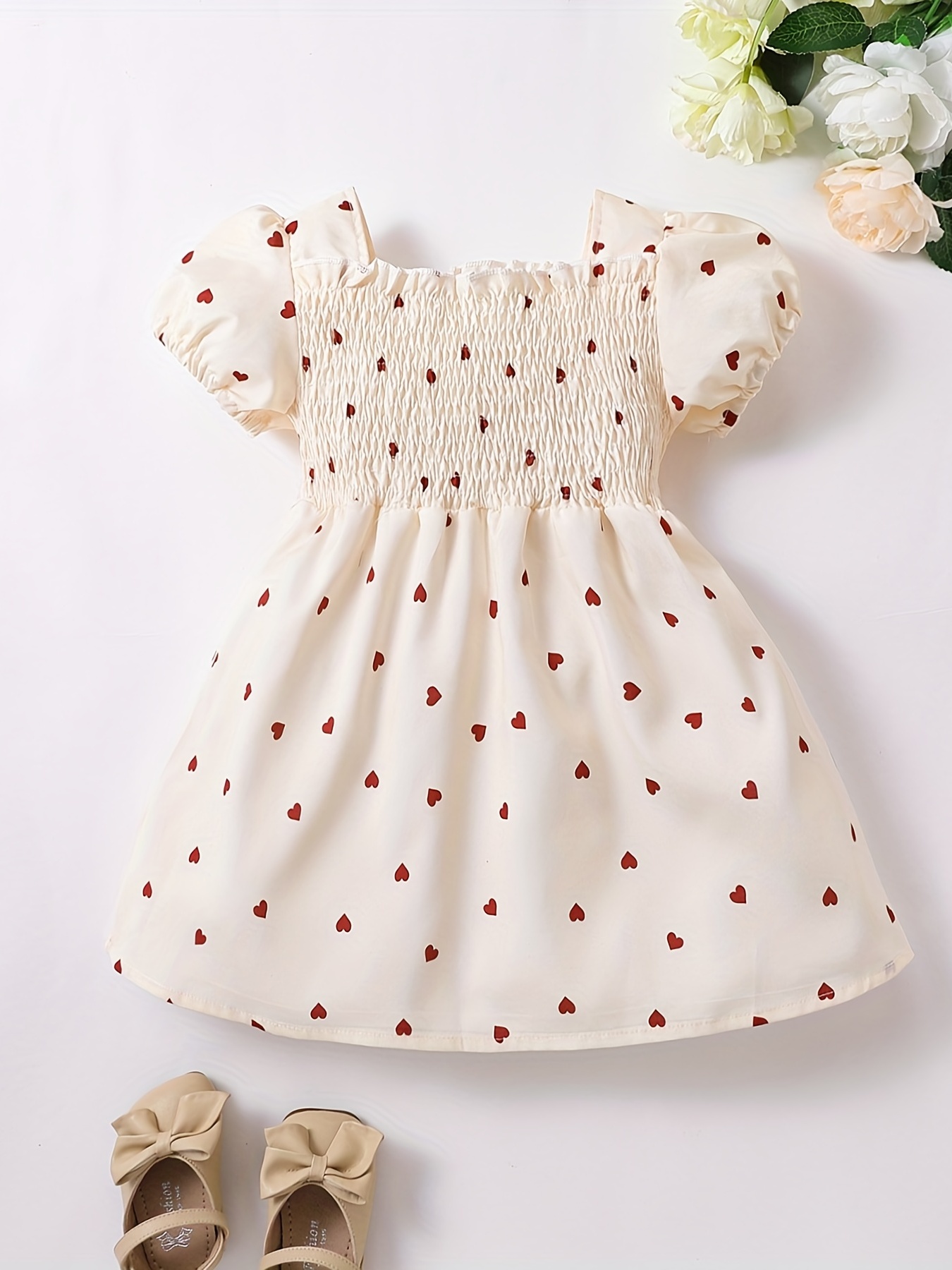 adorable heart print tunic dress for girls perfect for parties birthdays details 26