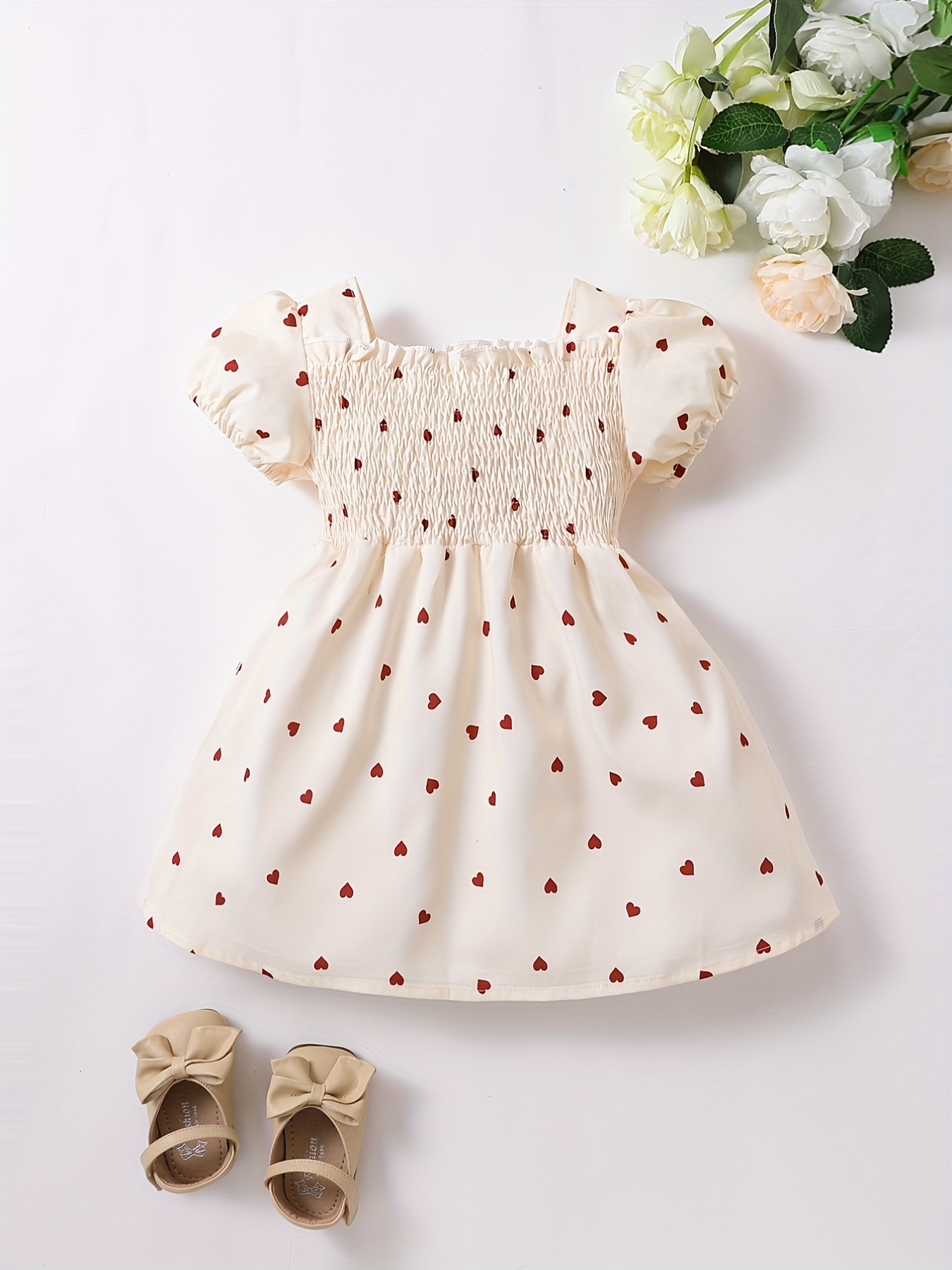 adorable heart print tunic dress for girls perfect for parties birthdays details 28