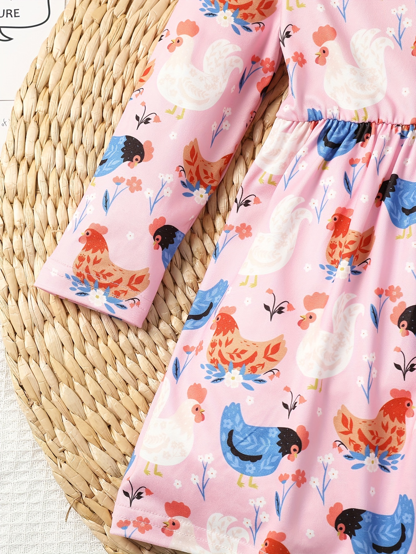 2pcs girls casual animal random full print frill trim flying sleeve round neck casual dress details 2