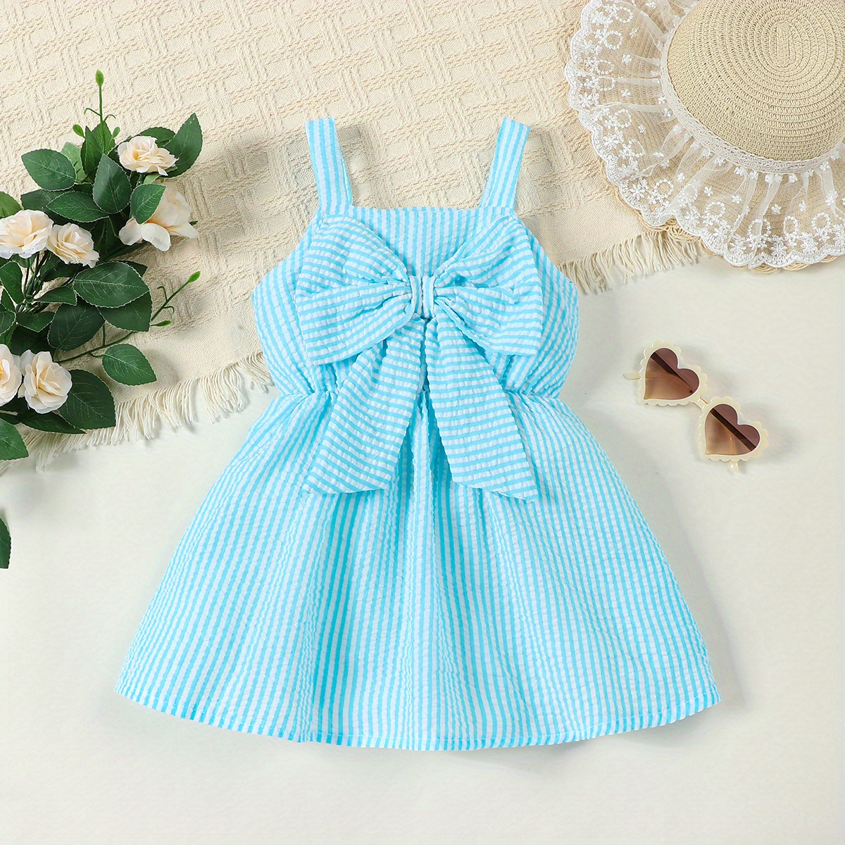 cute princess cami dress baby girls suspender puff bow dress details 1