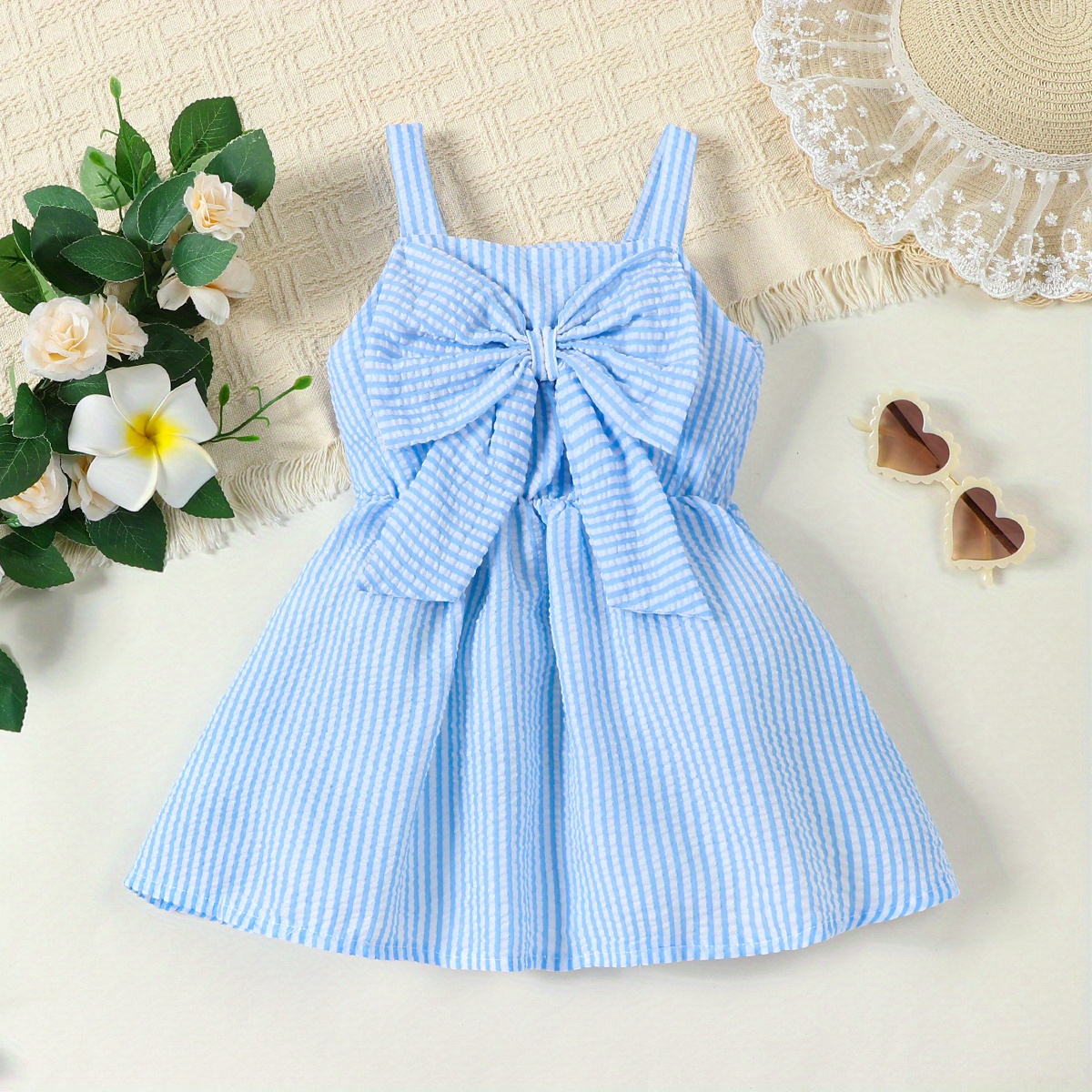 cute princess cami dress baby girls suspender puff bow dress details 2