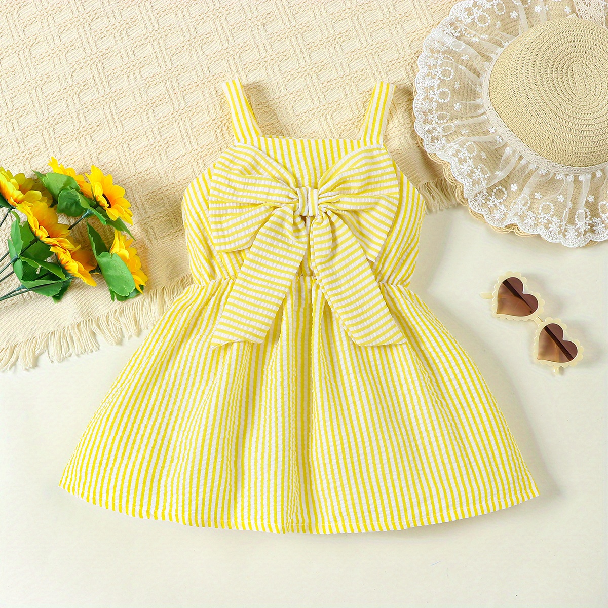 cute princess cami dress baby girls suspender puff bow dress details 3