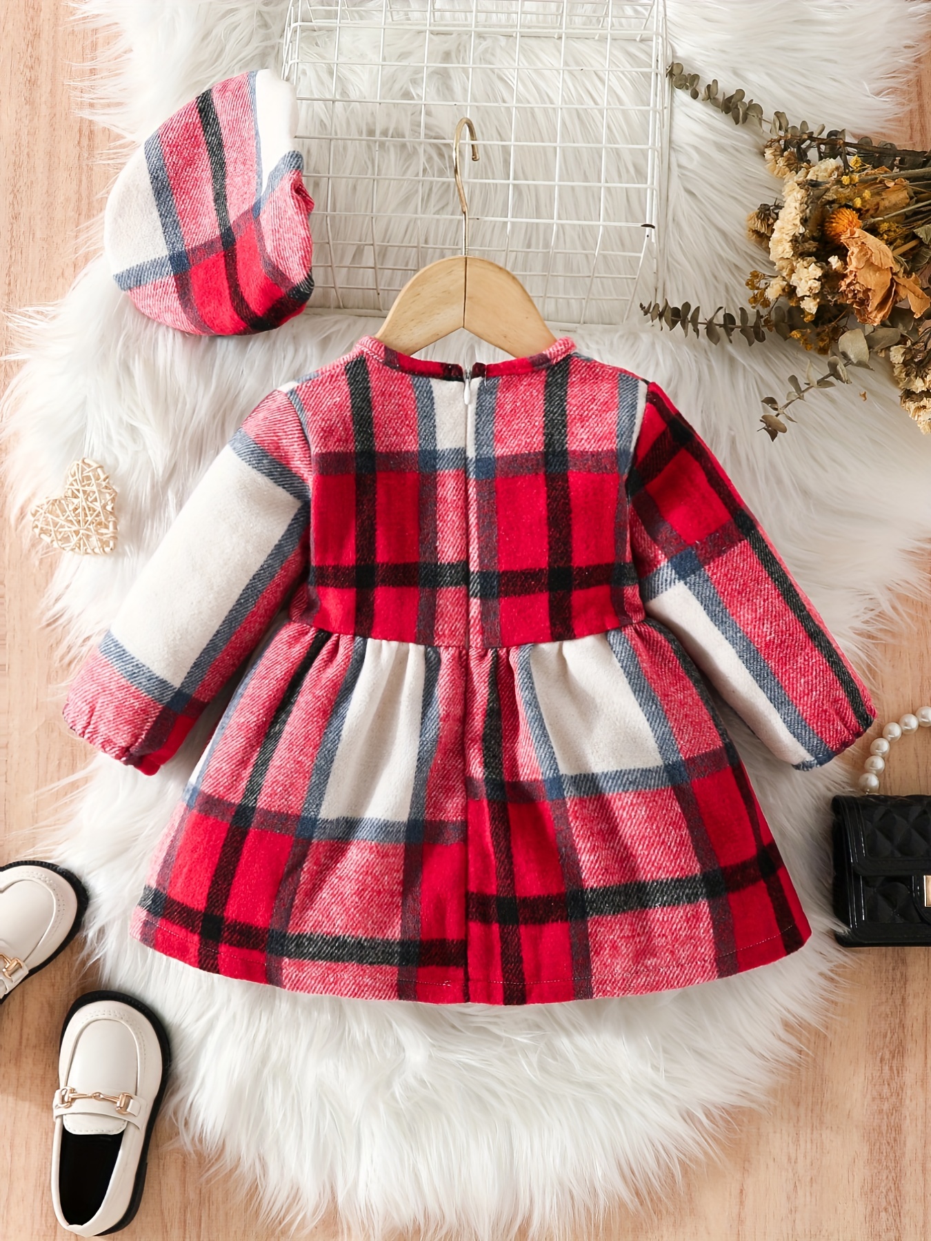 baby girls cute plaid dress toddlers stylish autumn and winter dress details 12