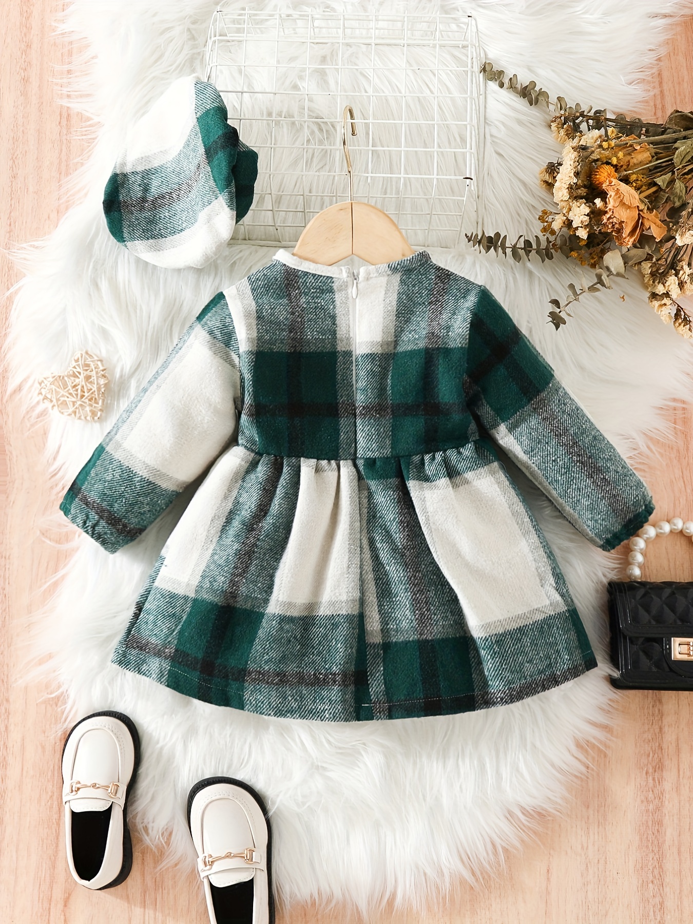 baby girls cute plaid dress toddlers stylish autumn and winter dress details 15