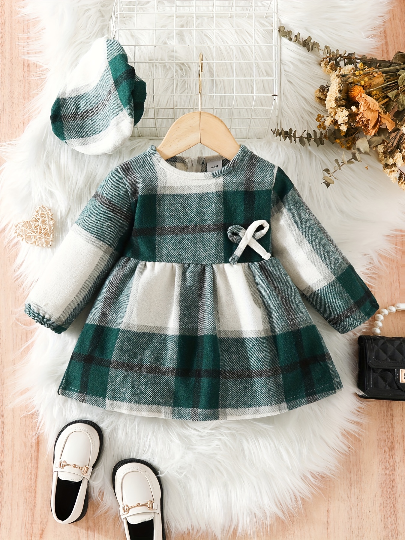 baby girls cute plaid dress toddlers stylish autumn and winter dress details 20