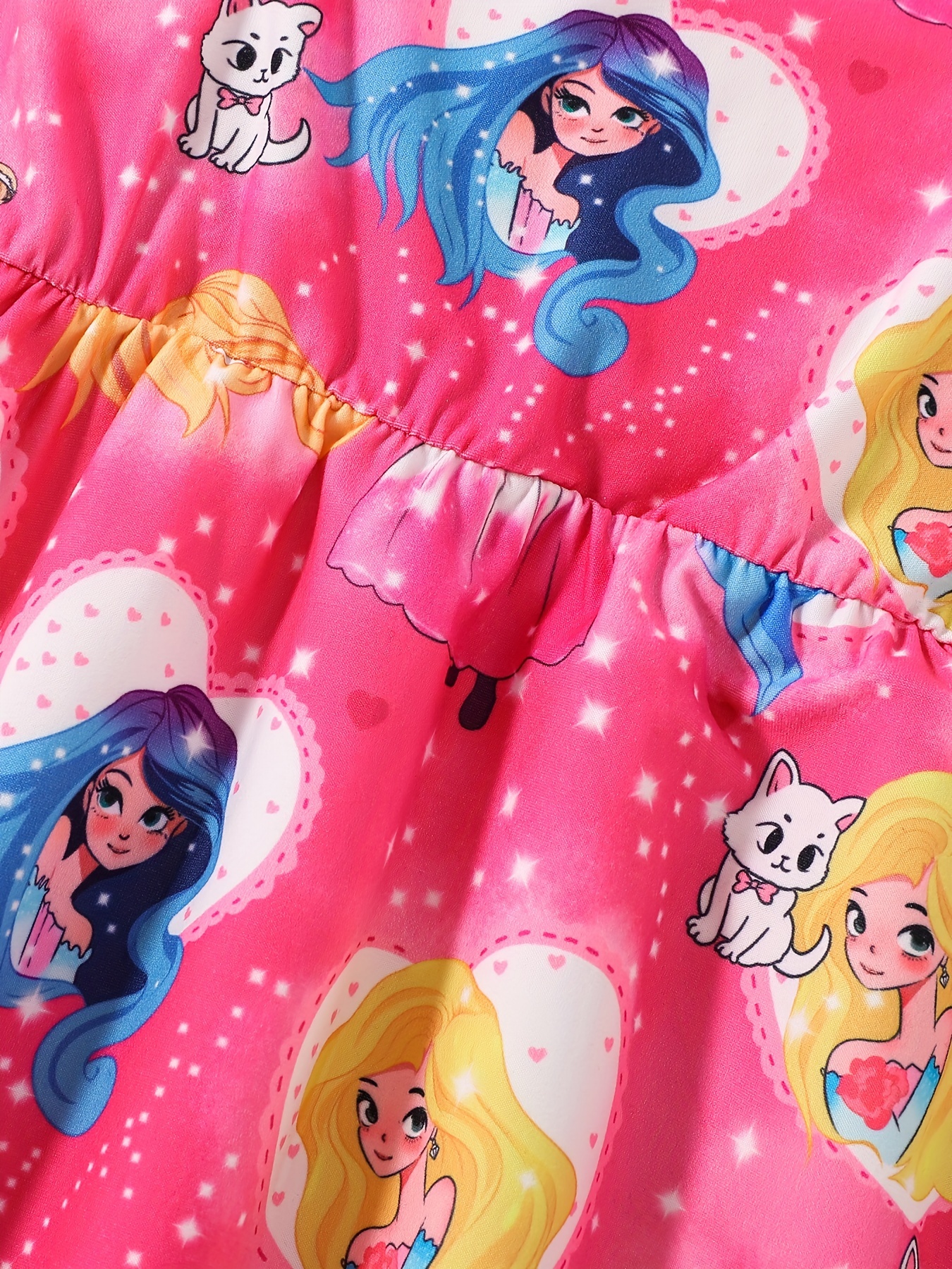 baby girls cute cartoon print pleated dress princess dresses summer cami dresses details 22