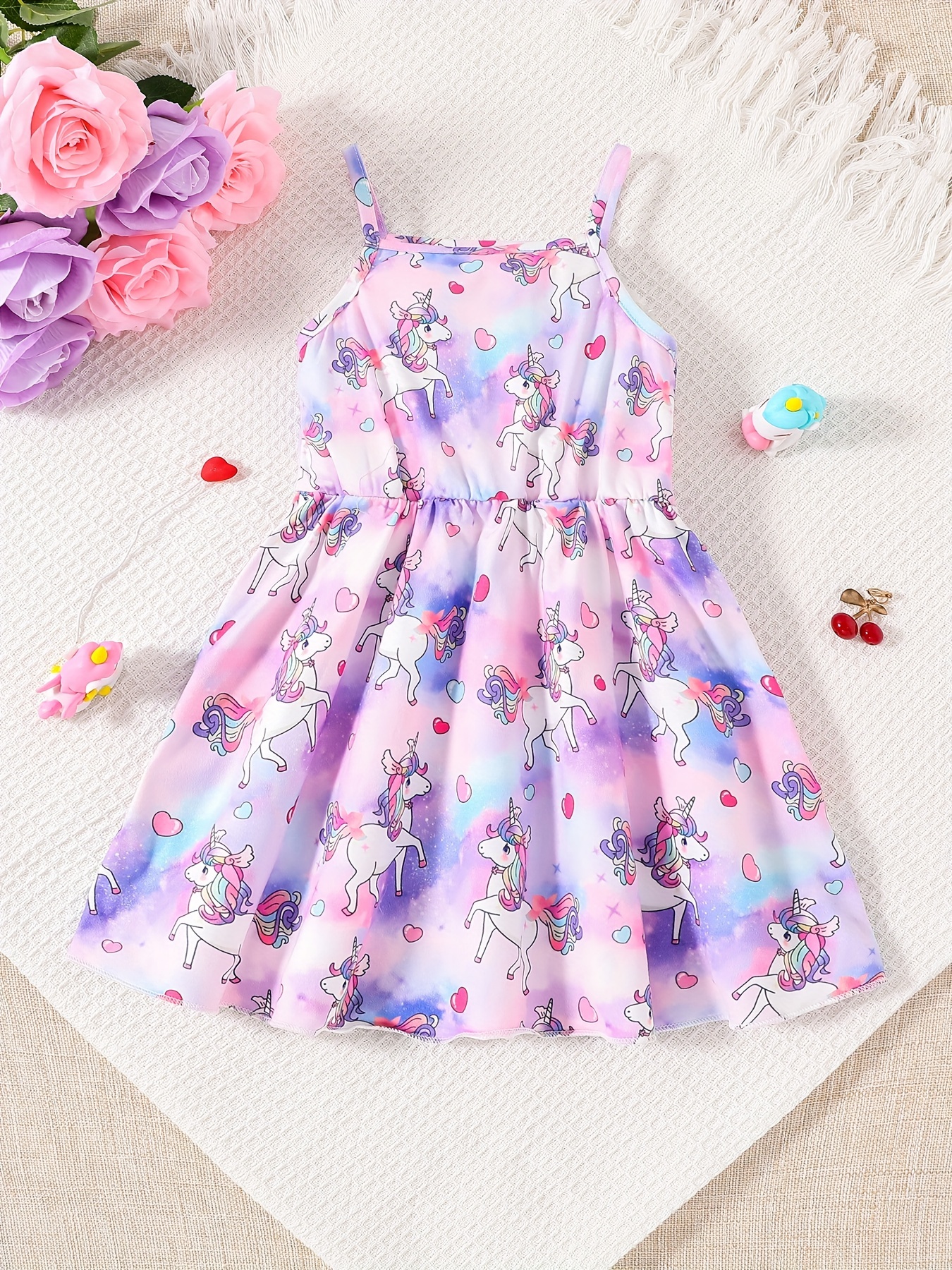 baby girls cute cartoon print pleated dress princess dresses summer cami dresses details 30