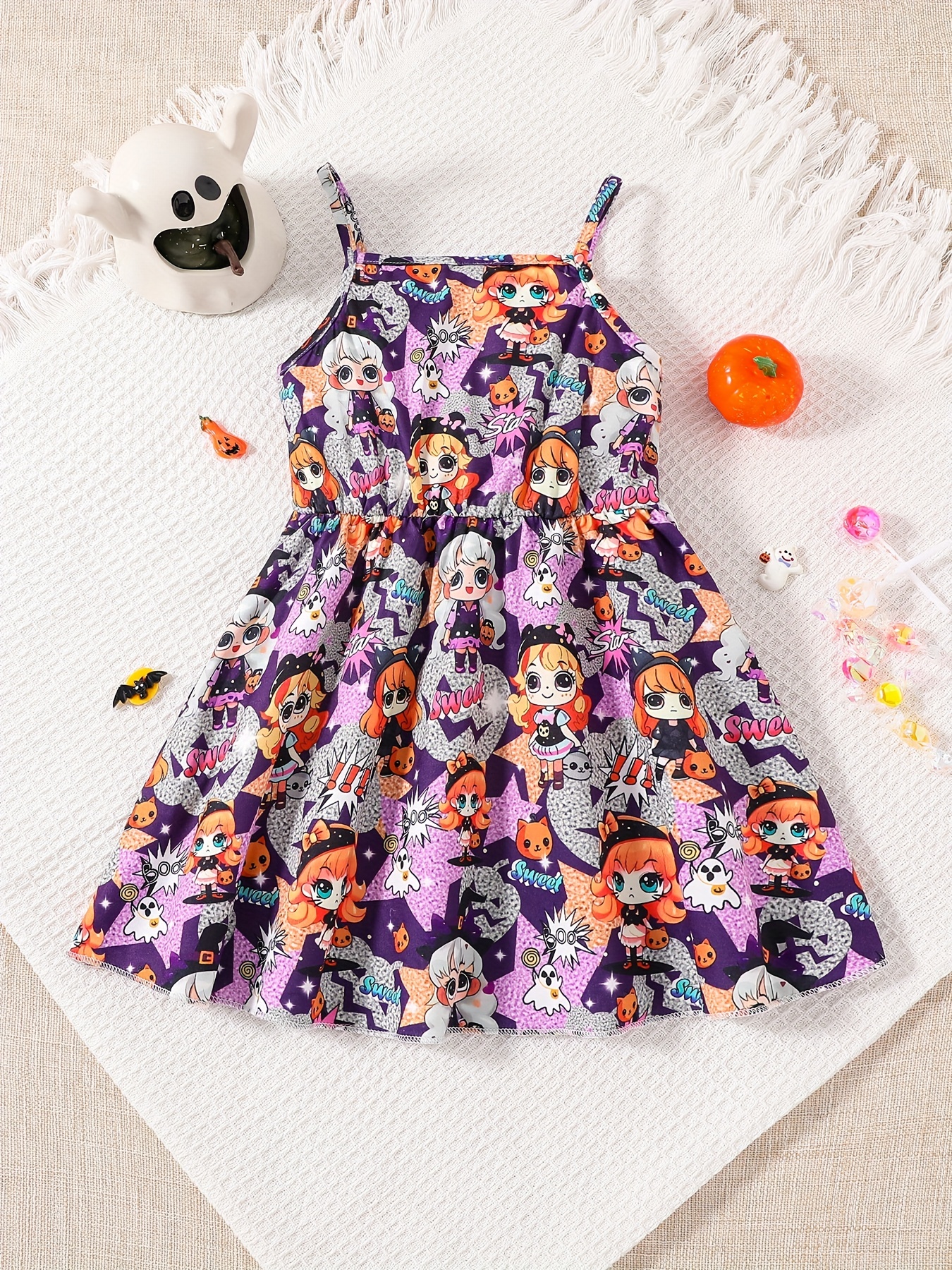 baby girls cute cartoon print pleated dress princess dresses summer cami dresses details 36