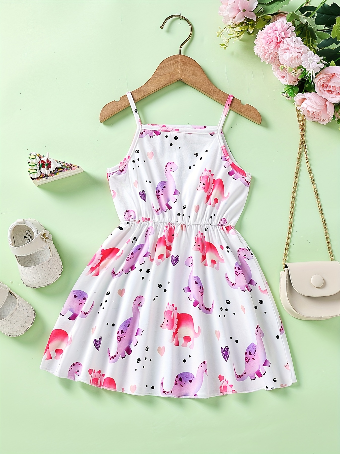 baby girls cute cartoon print pleated dress princess dresses summer cami dresses details 45