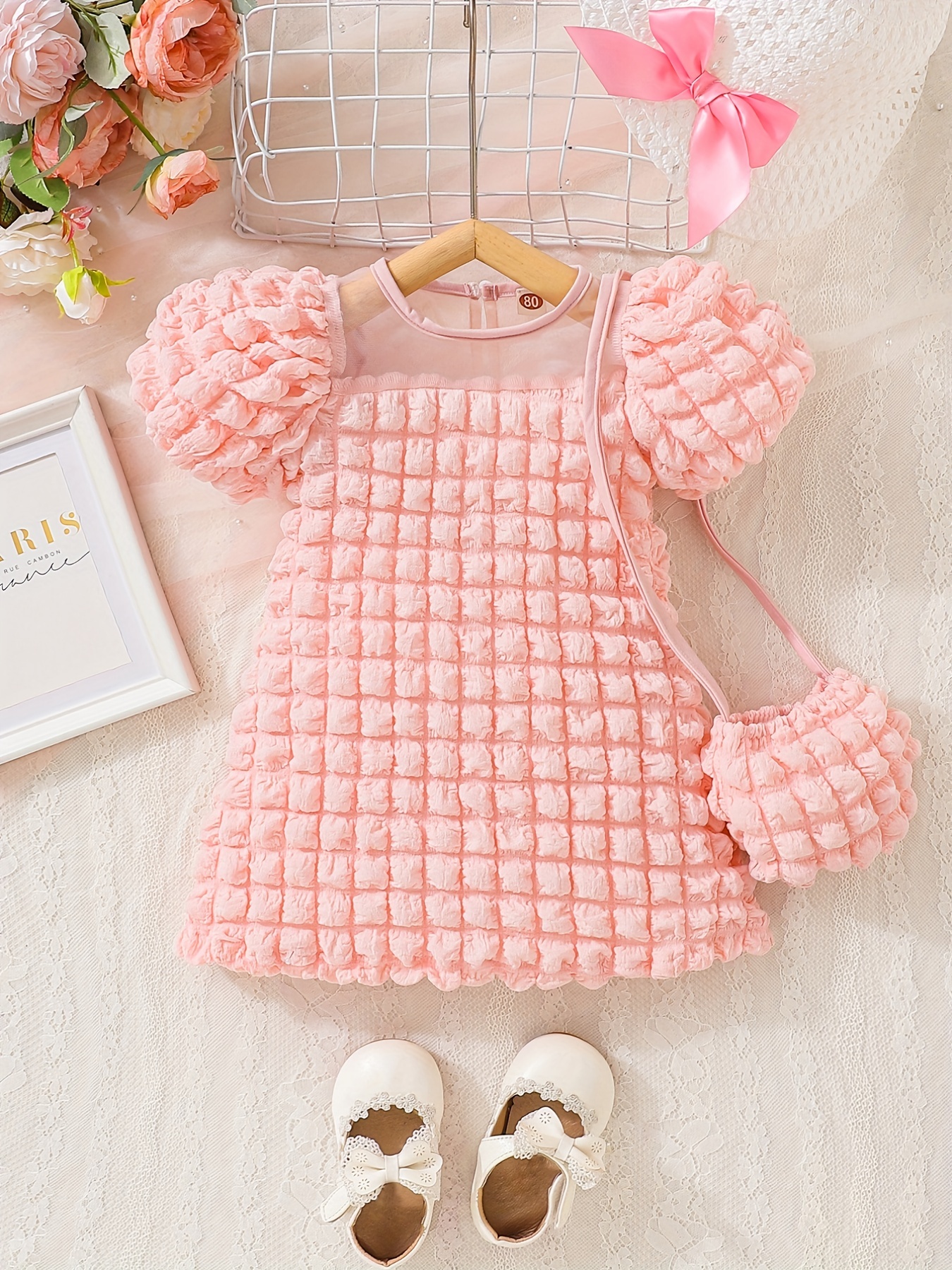 pretty little princesses will look adorable in this super stylish plaid mesh dress details 0