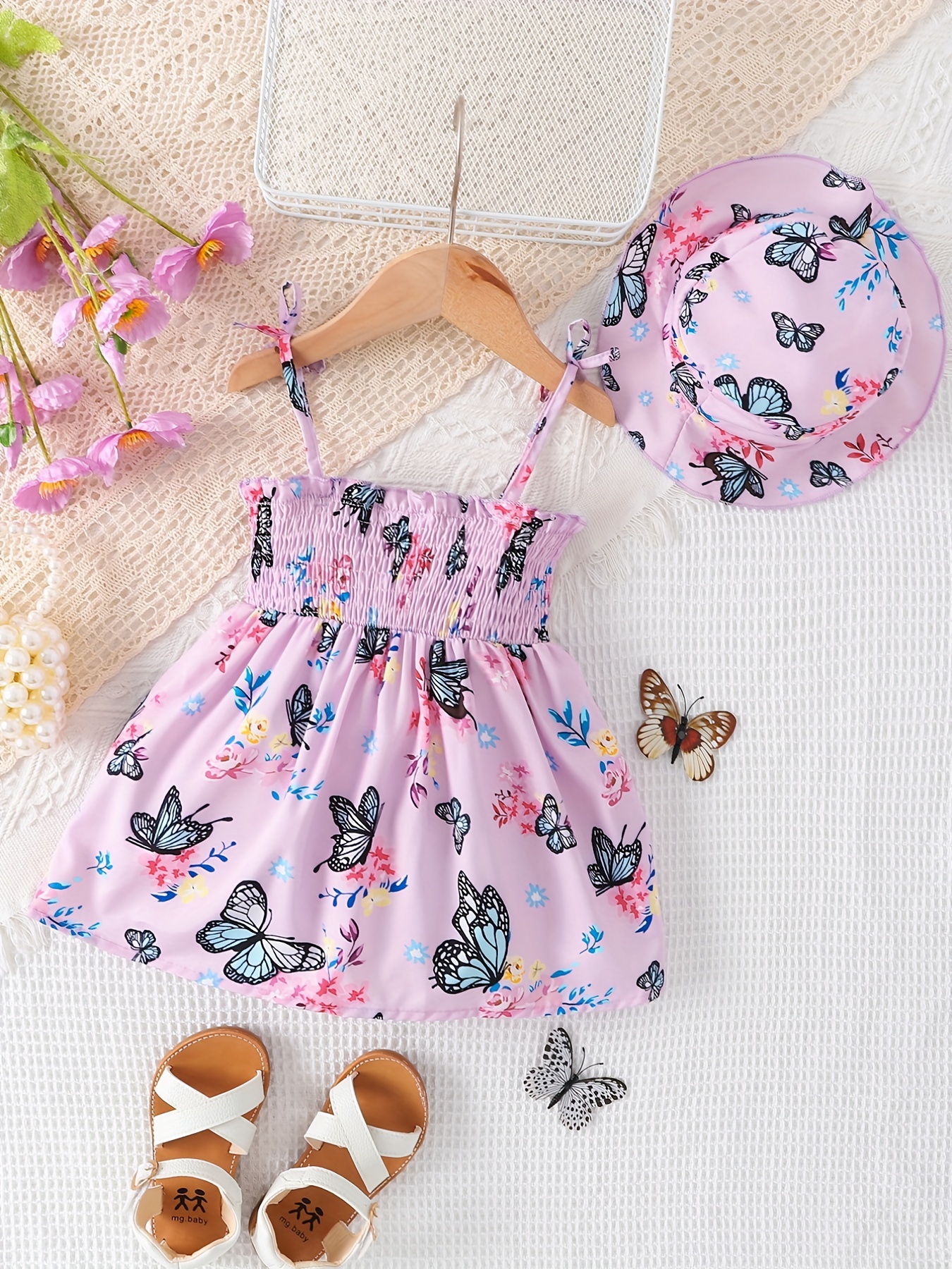 european and american baby girls cute fuirt print dress hat details 6