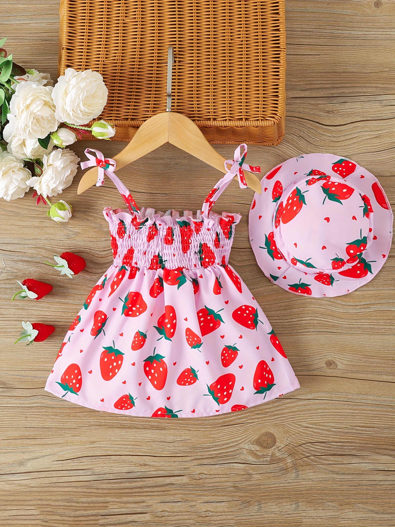 european and american baby girls cute fuirt print dress hat details 25