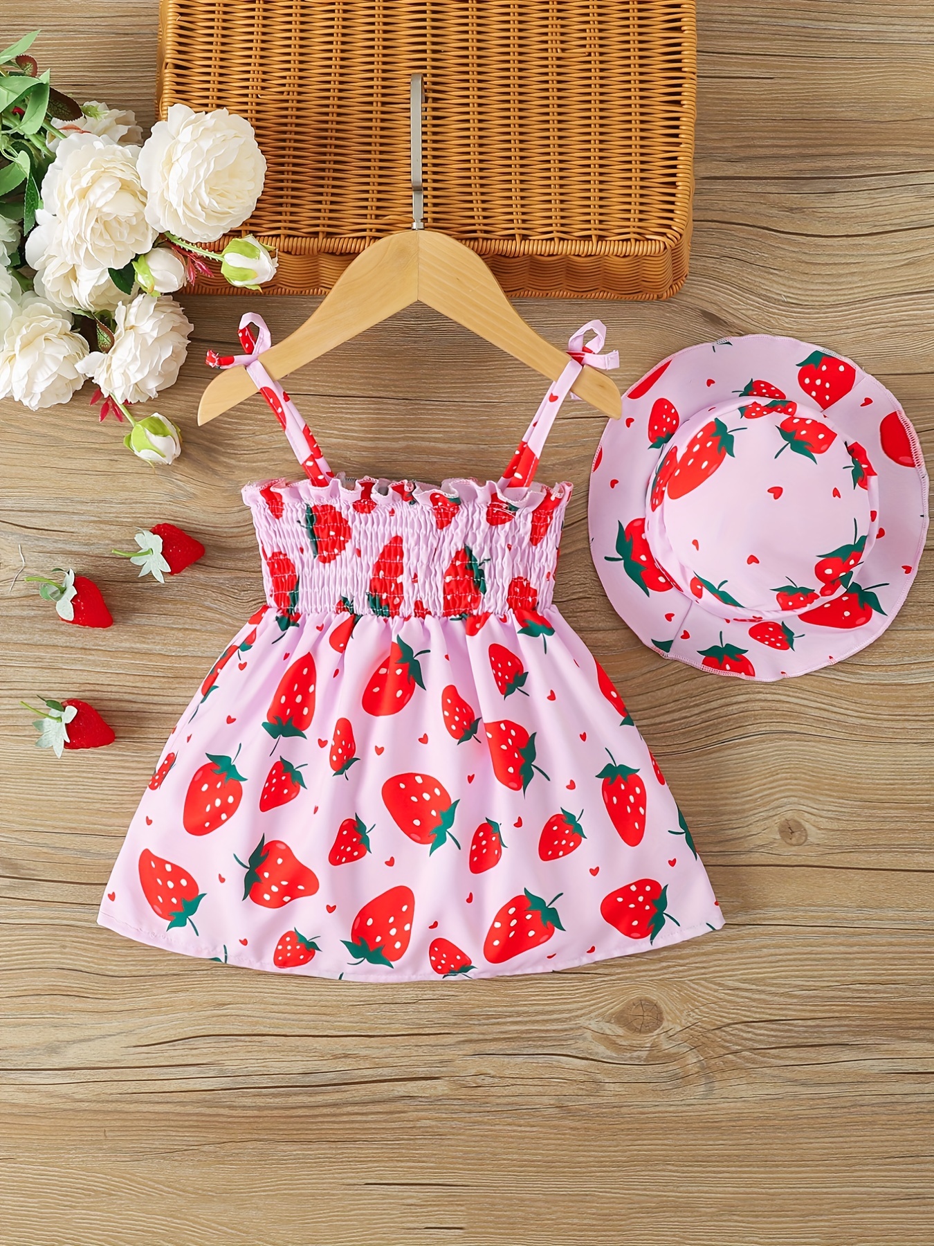 european and american baby girls cute fuirt print dress hat details 26