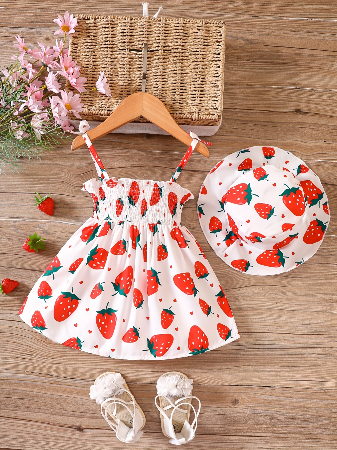 european and american baby girls cute fuirt print dress hat details 30