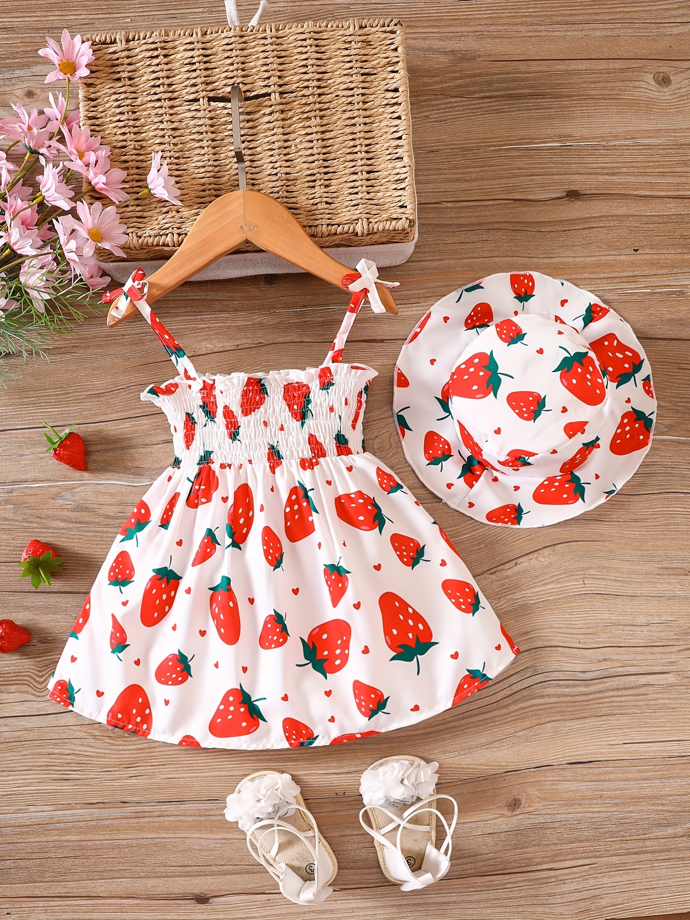 european and american baby girls cute fuirt print dress hat details 31