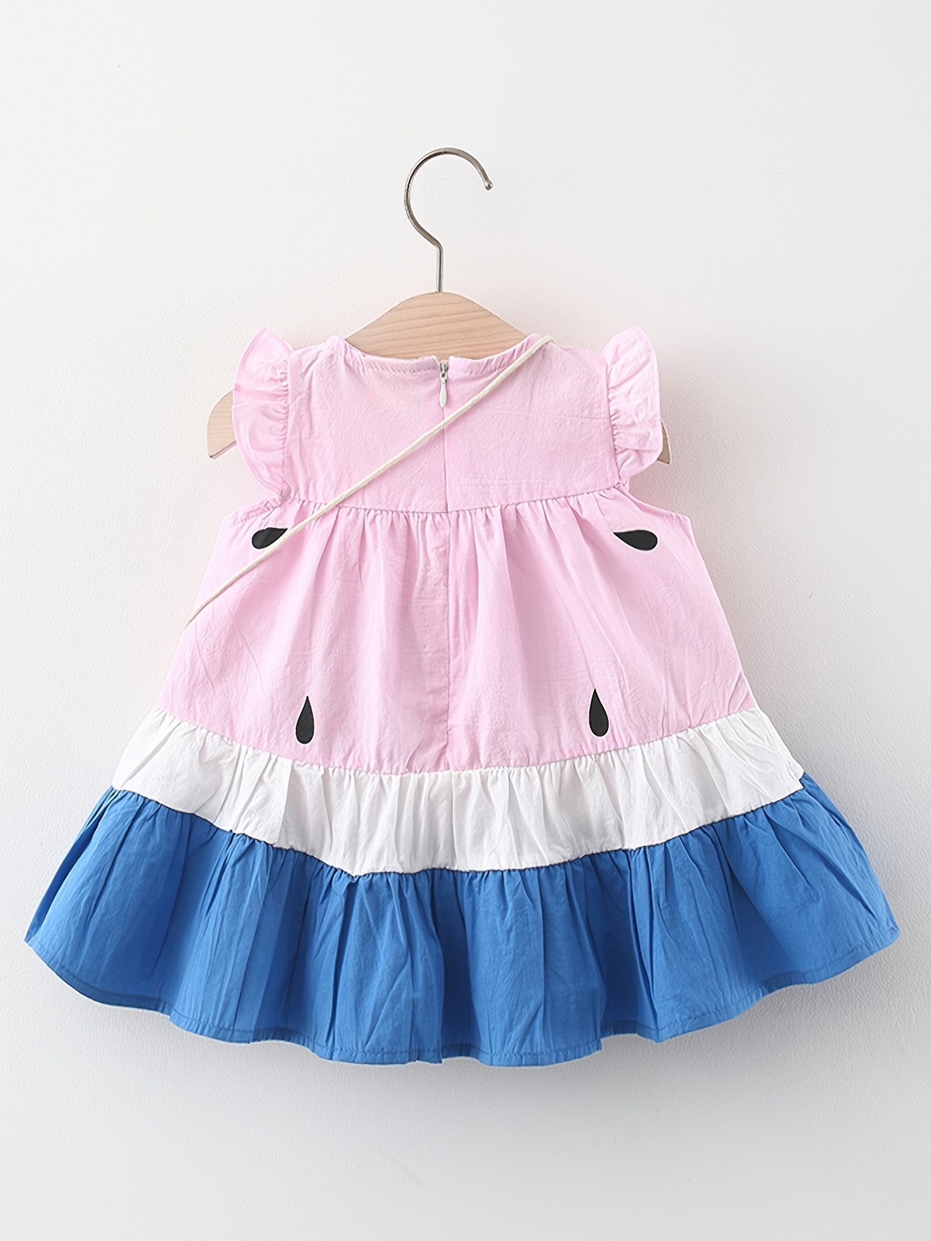 2pcs baby girls casual color block sleeveless summer dress bag set clothes details 35