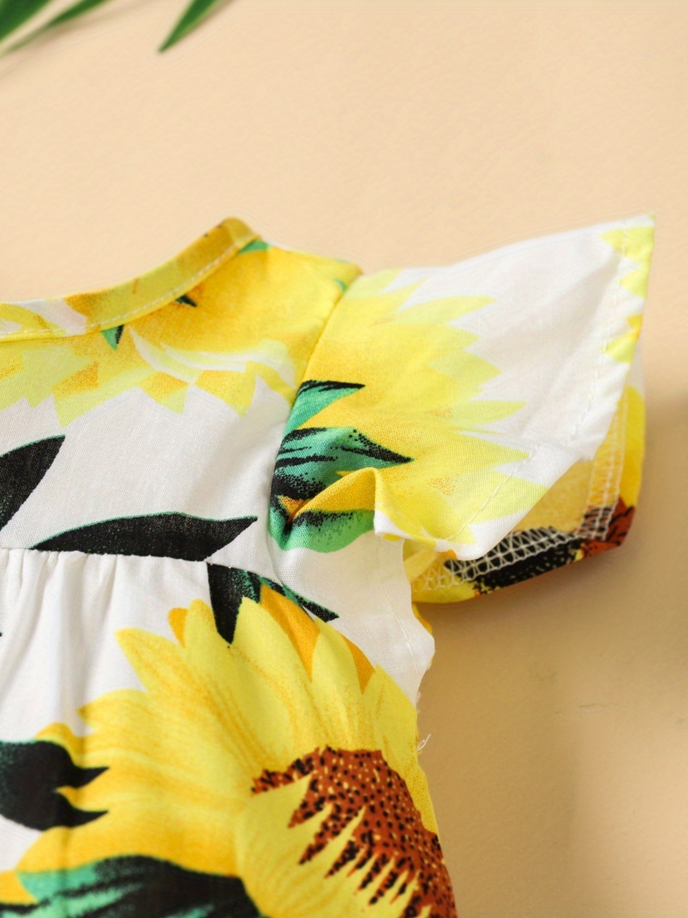 baby girl short sleeve cute sunflower dress kids resort casual princess dress details 8