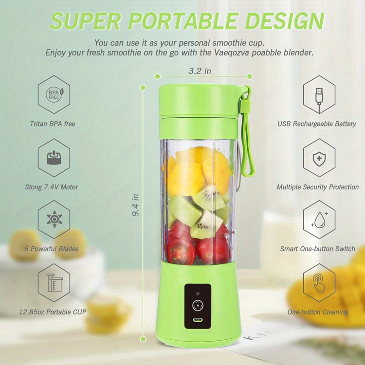 portable usb charging juicer 6 leaf knife household small juicer for fresh fruit juice on the go details 4