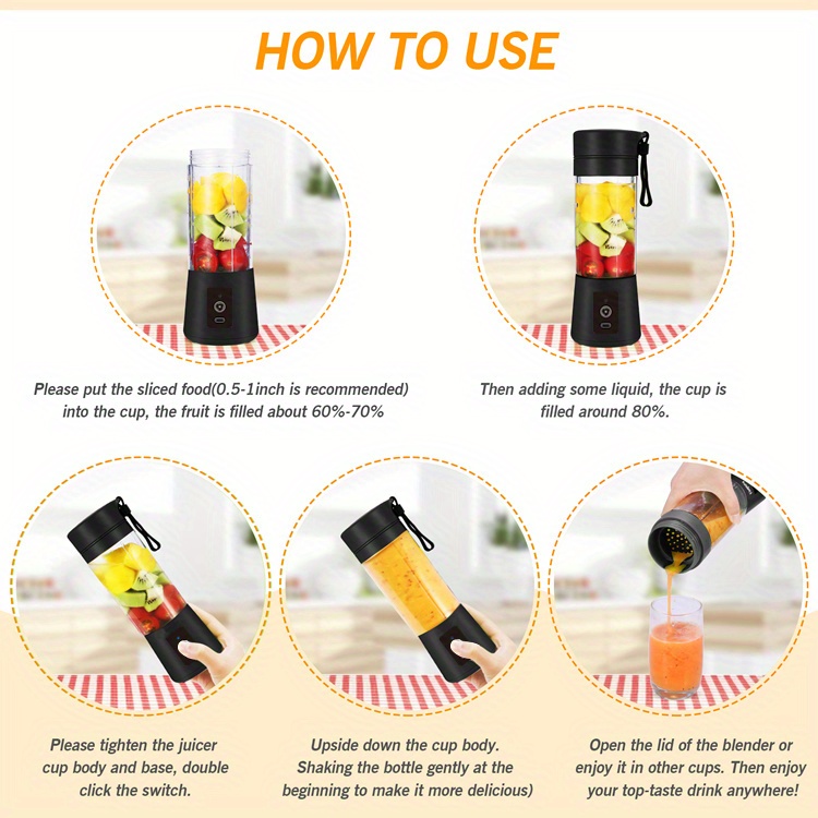 portable usb charging juicer 6 leaf knife household small juicer for fresh fruit juice on the go details 5