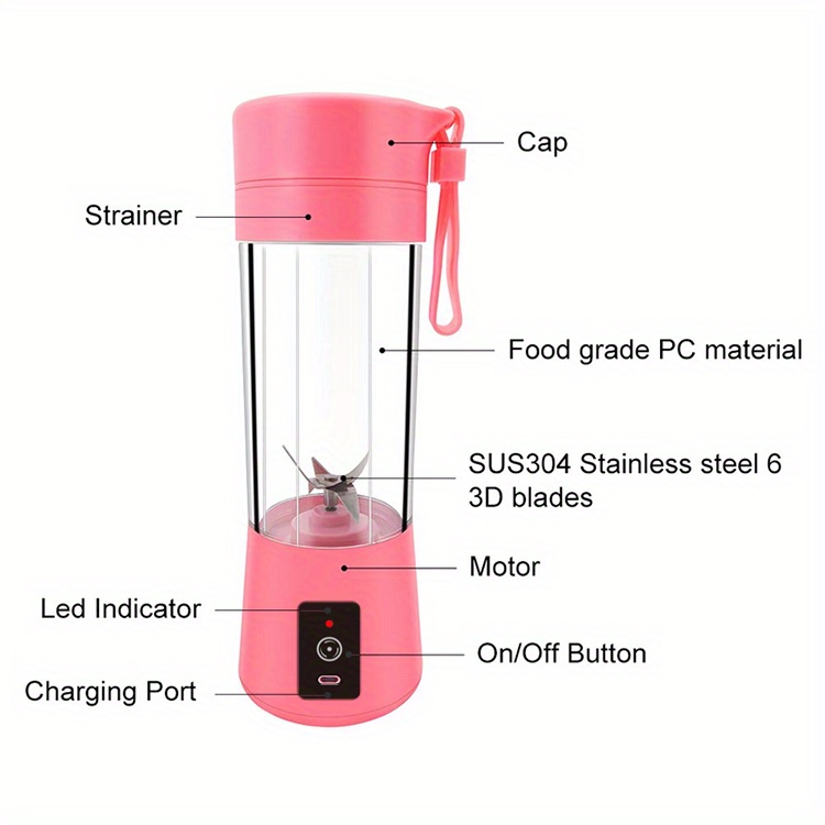 portable usb charging juicer 6 leaf knife household small juicer for fresh fruit juice on the go details 14