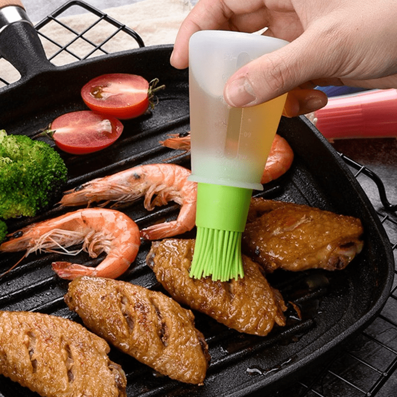 durable high temperature silicone oil brush with bottle cap for baking and cooking no shedding easy to clean details 1