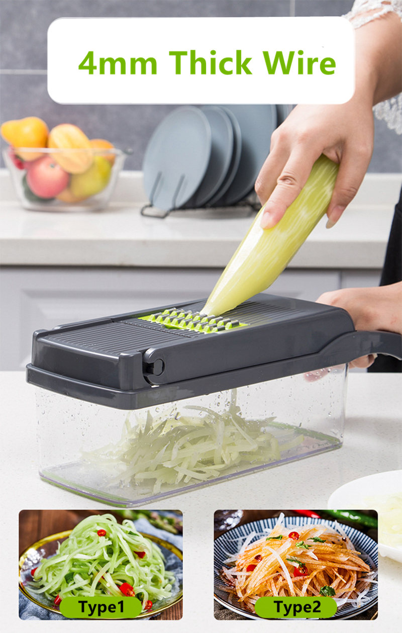 14 in 1 multifunctional vegetable chopper cutter vegetable dicer slicer cutter mandoline onion chopper for onion potato tomato cucumber carrot details 7