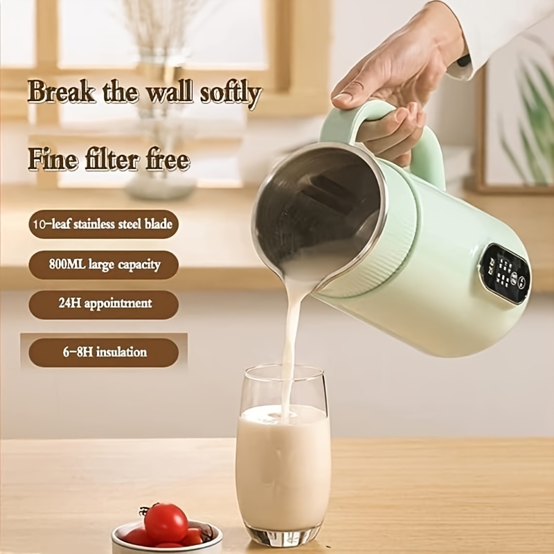 soybean milk maker nut milk maker 27oz homemade almond oat coconut soy or plant based milks and non dairy beverages boil and blend single servings stainless steel self cleaning portable free filtering for 1 4 person households details 2