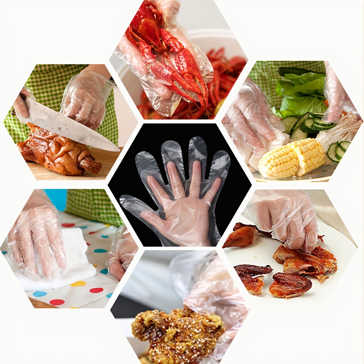 100pcs disposable gloves plastic gloves for catering beauty and household chores details 0