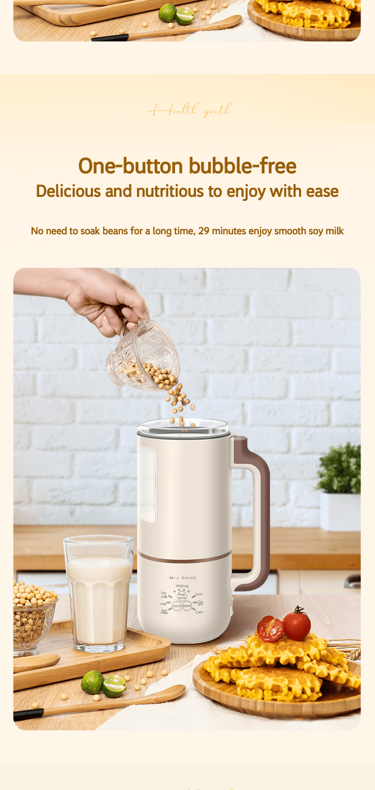 1000ml portable mini soy milk maker with free filtering and self cleaning perfect for 1 4 person households enjoy fresh soy milk and juices anytime details 2