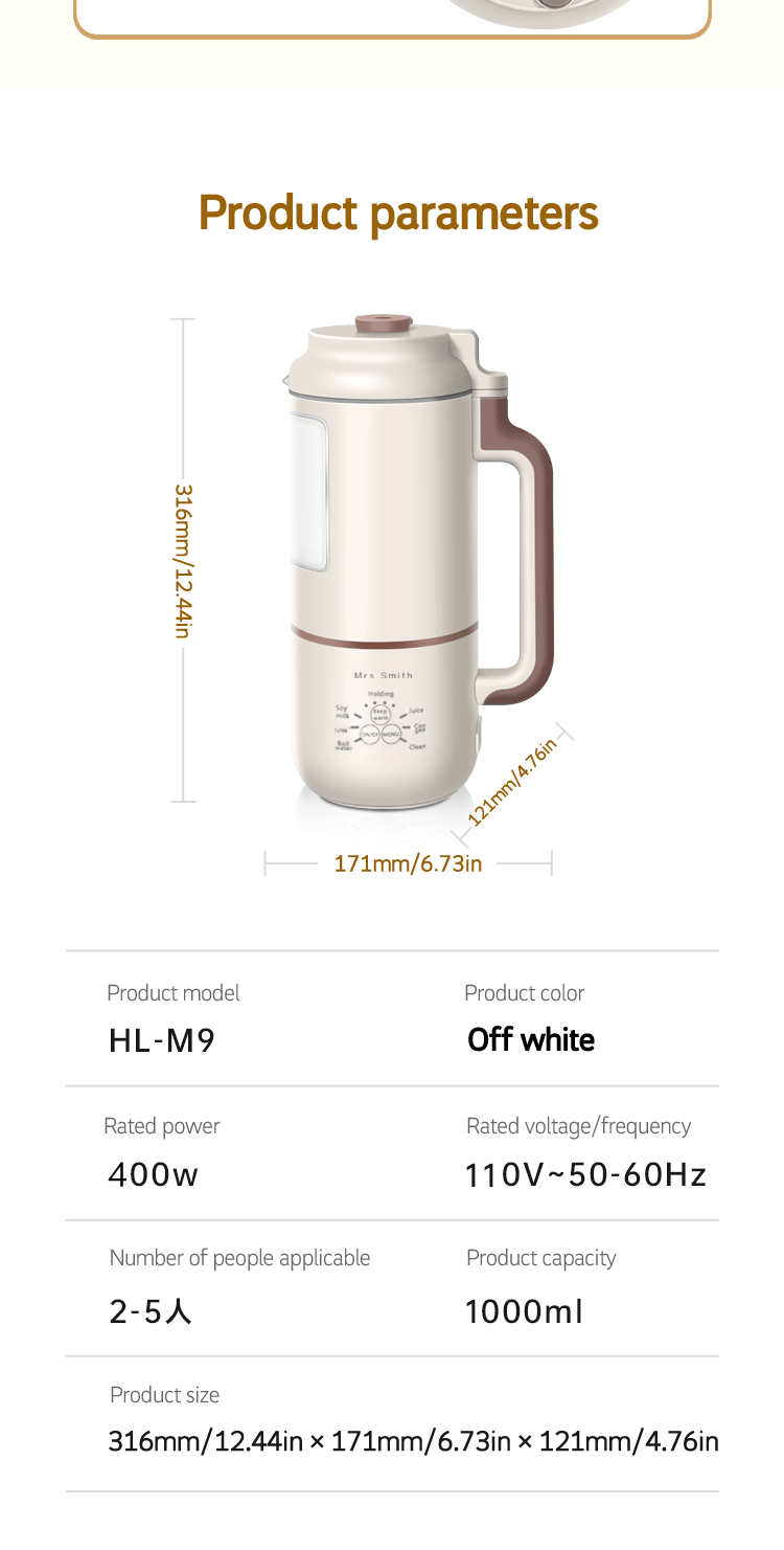 1000ml portable mini soy milk maker with free filtering and self cleaning perfect for 1 4 person households enjoy fresh soy milk and juices anytime details 9