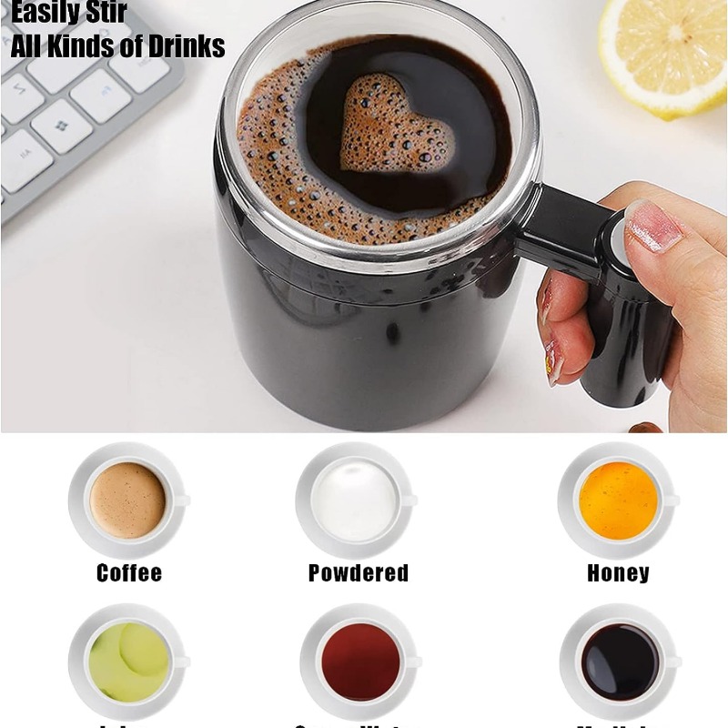 rechargeable auto magnetic-self stirring mug rechargeable auto magnetic coffee mug waterproof automatic mixing cup for milk cocoa at office kitchen travel 14oz best gift black details 6