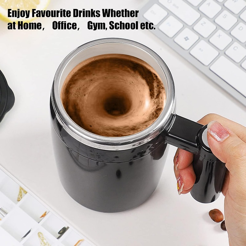 rechargeable auto magnetic-self stirring mug rechargeable auto magnetic coffee mug waterproof automatic mixing cup for milk cocoa at office kitchen travel 14oz best gift black details 7