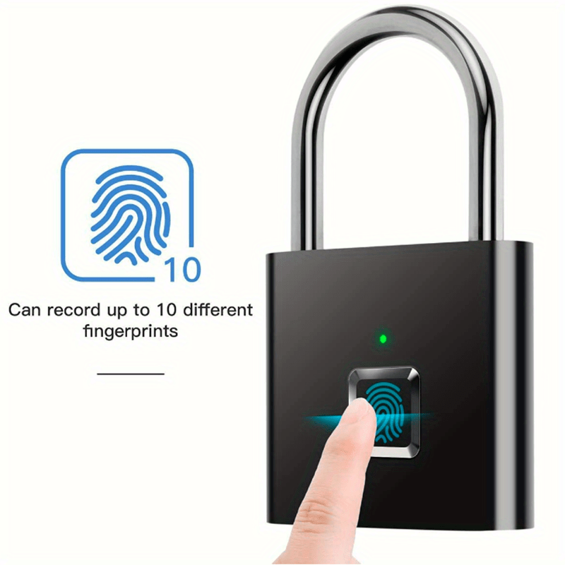 1pc mini smart fingerprint padlock waterproof security door lock antitheft keyless usb rechargeable lock for suitcase luggage backbag details 2