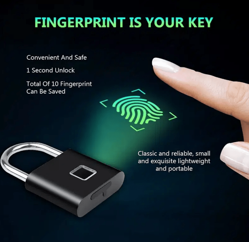 1pc mini smart fingerprint padlock waterproof security door lock antitheft keyless usb rechargeable lock for suitcase luggage backbag details 3