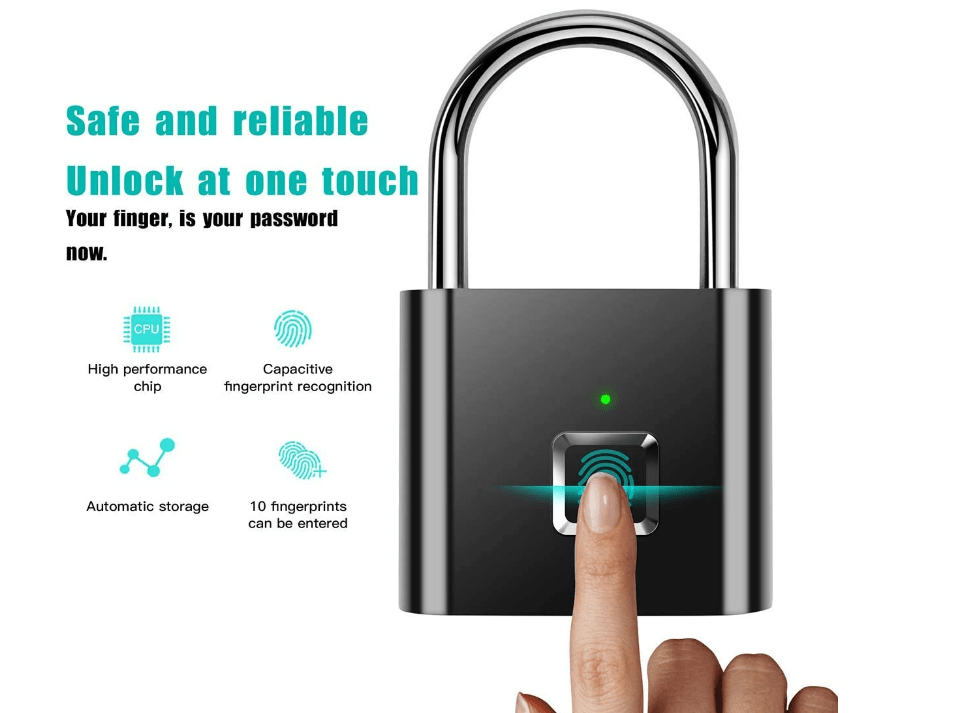 1pc mini smart fingerprint padlock waterproof security door lock antitheft keyless usb rechargeable lock for suitcase luggage backbag details 4