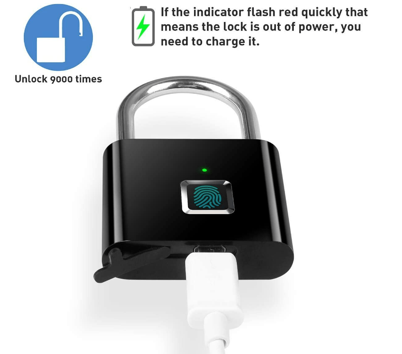 1pc mini smart fingerprint padlock waterproof security door lock antitheft keyless usb rechargeable lock for suitcase luggage backbag details 6