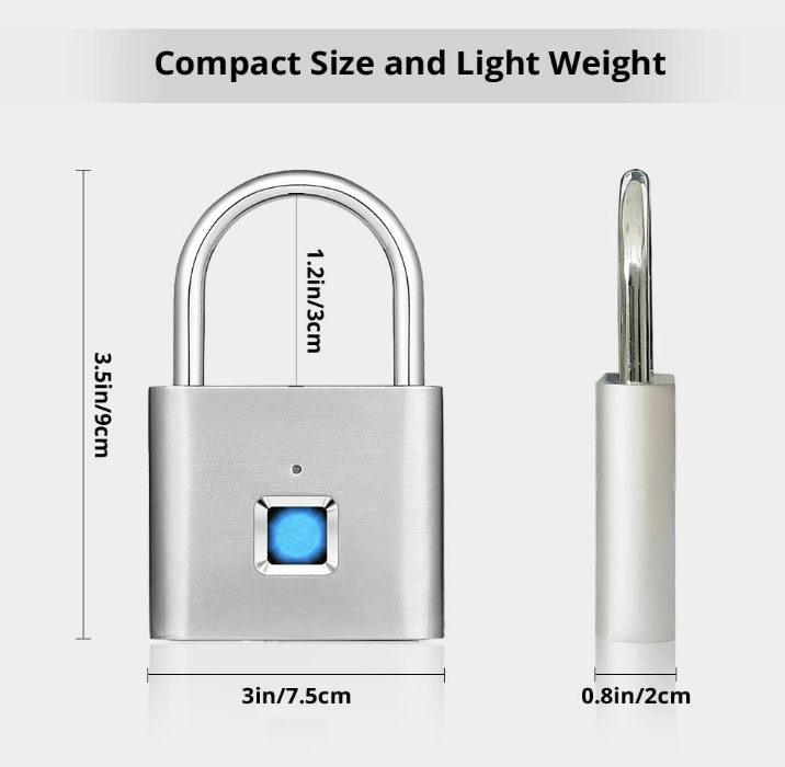 1pc mini smart fingerprint padlock waterproof security door lock antitheft keyless usb rechargeable lock for suitcase luggage backbag details 7